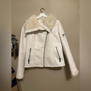 Guess Cream Jacket with Shearling Collar